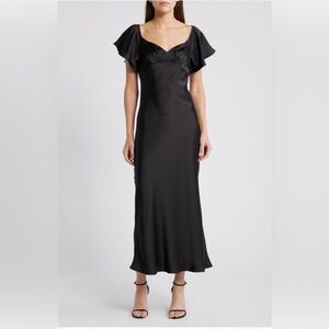Chelsea28 Flutter Sleeve Satin Gown